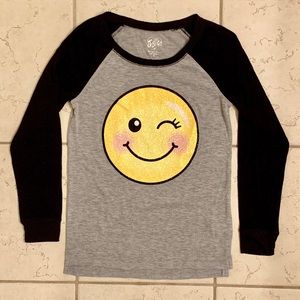 JUSTICE Long-Sleeve Emoji Graphic Tee (Size 10)